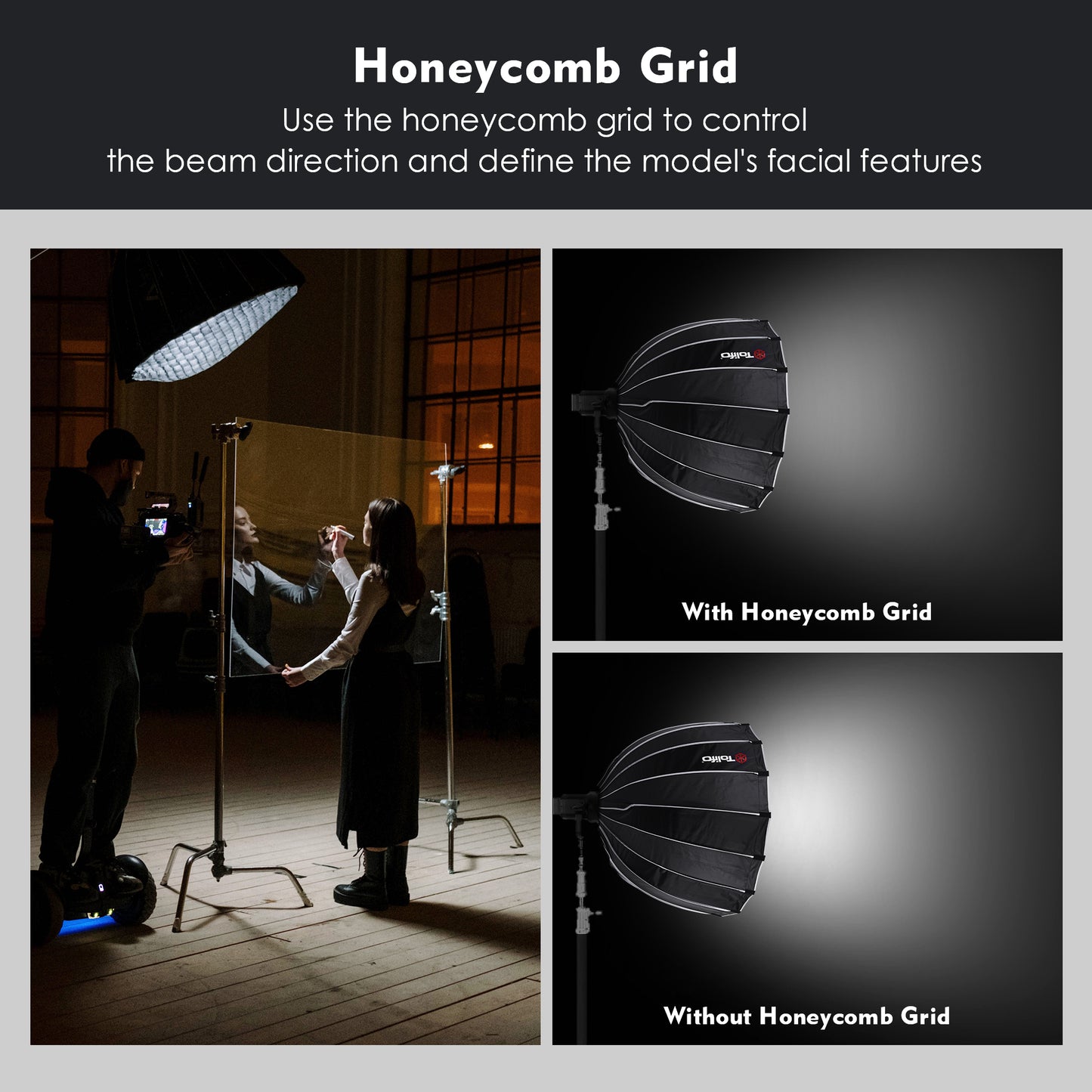 Quick Released Foldable 90cm 36 in Parabolic Softbox with Grid and Double Diffuser